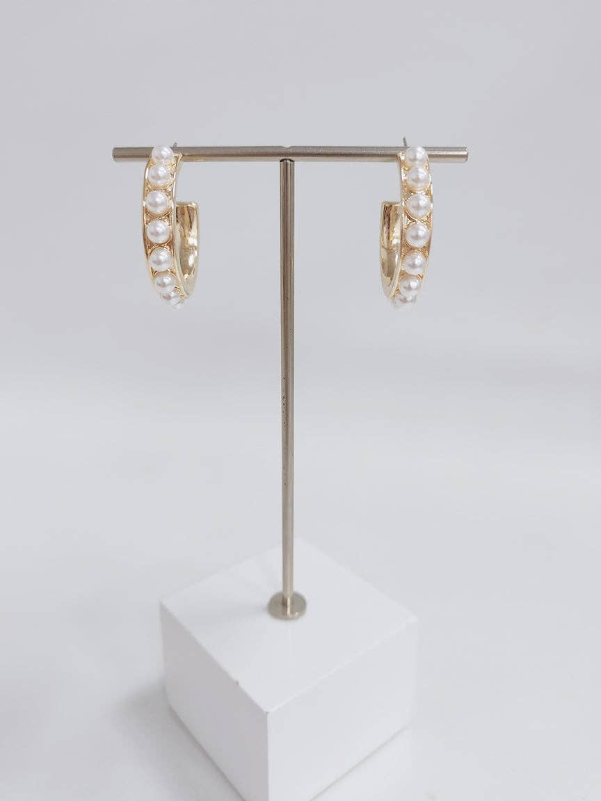 Gold Hoop with Pearls Earring