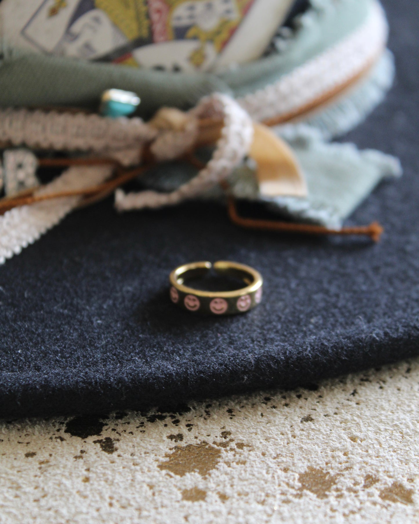 Pink Pastel Smiley Ring