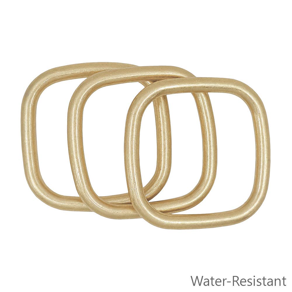Worn Gold Square Bangle Set