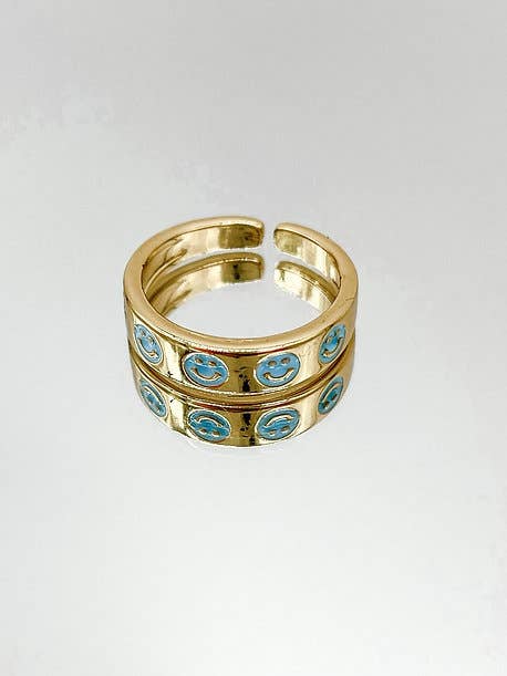 Blue Pastel Smiley Ring