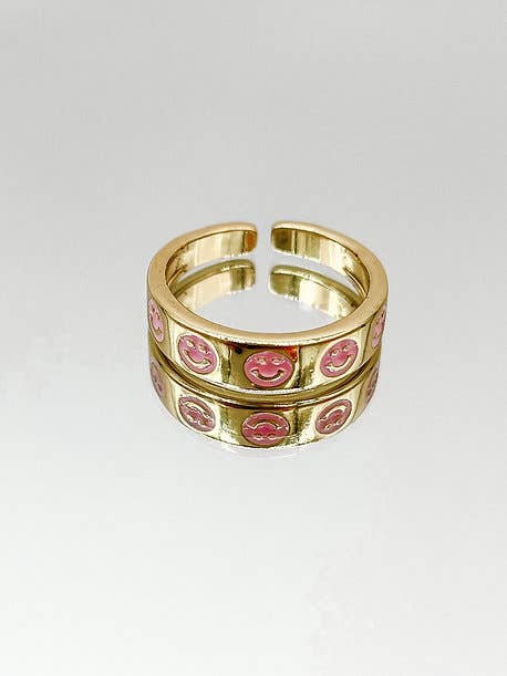 Pink Pastel Smiley Ring
