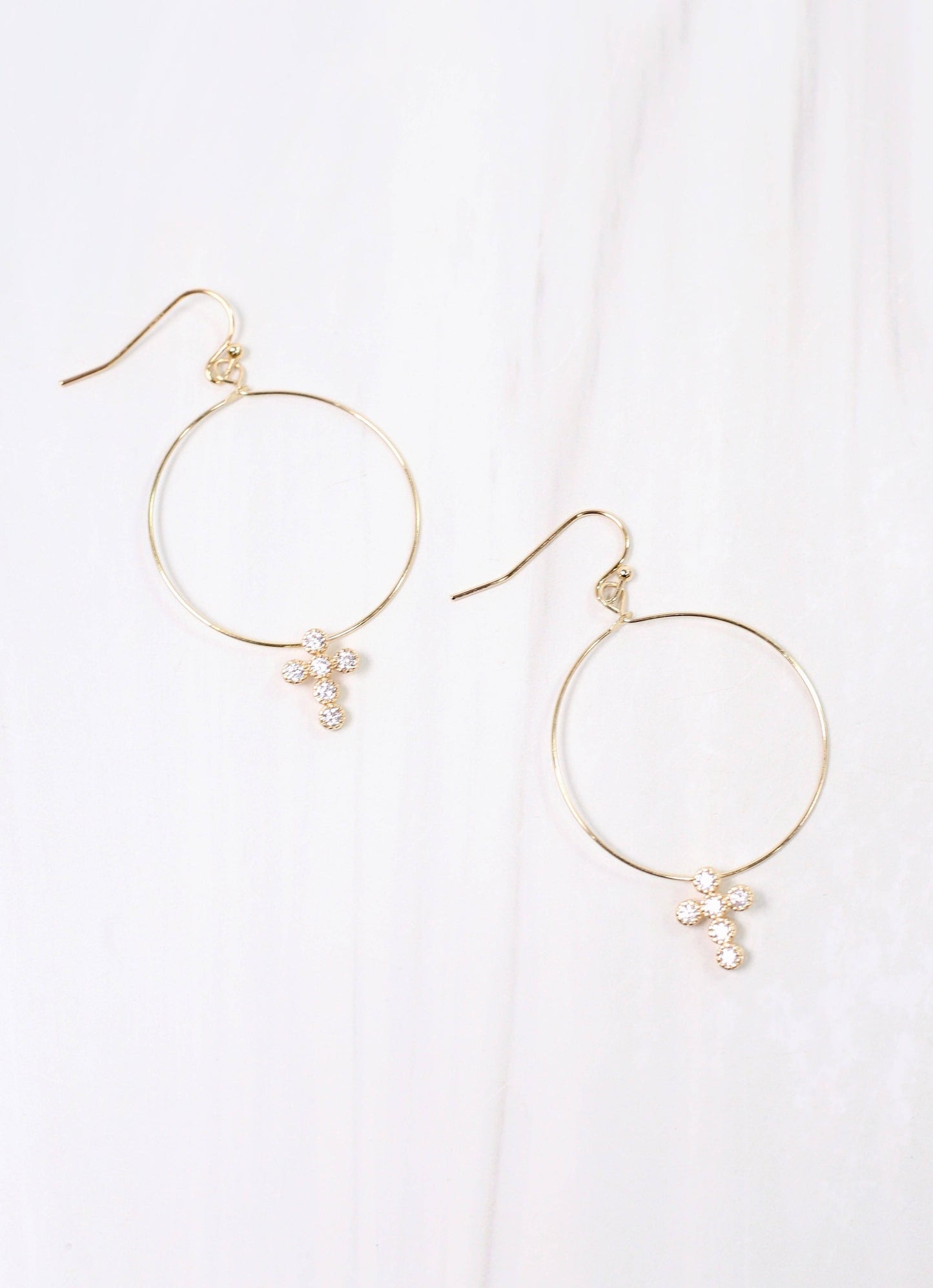 Cassidey CZ Cross Hoop Earrings