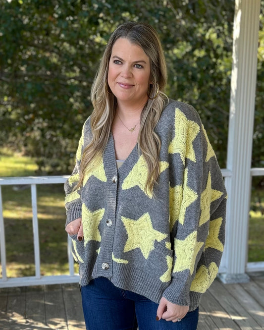Oversized Star Pullover Sweater Cardigan