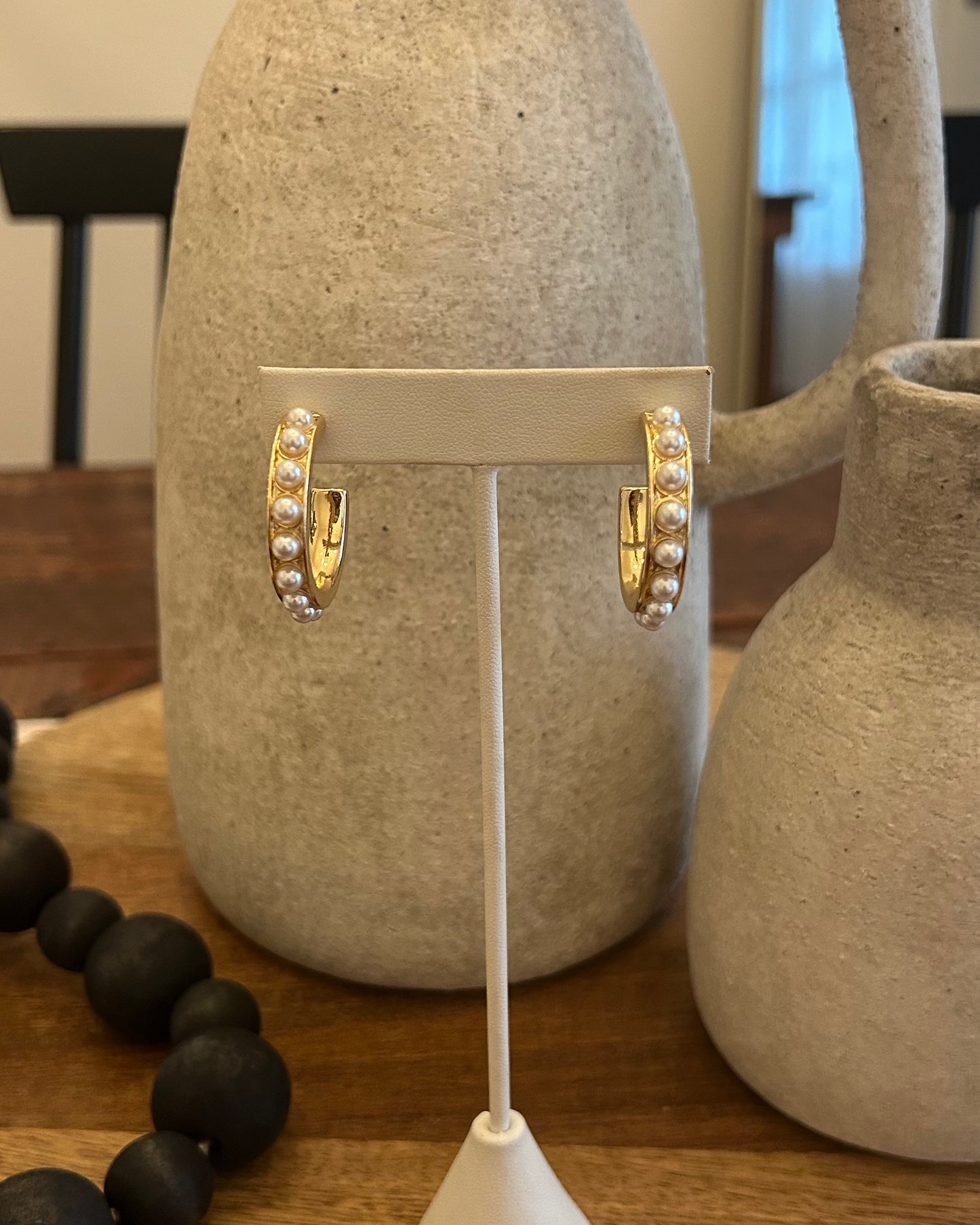 Gold Hoop with Pearls Earring