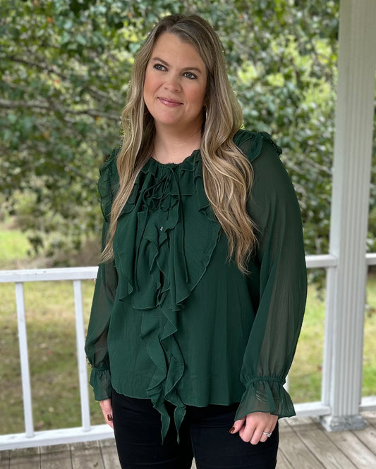 Hunter Green Chiffon Blouse