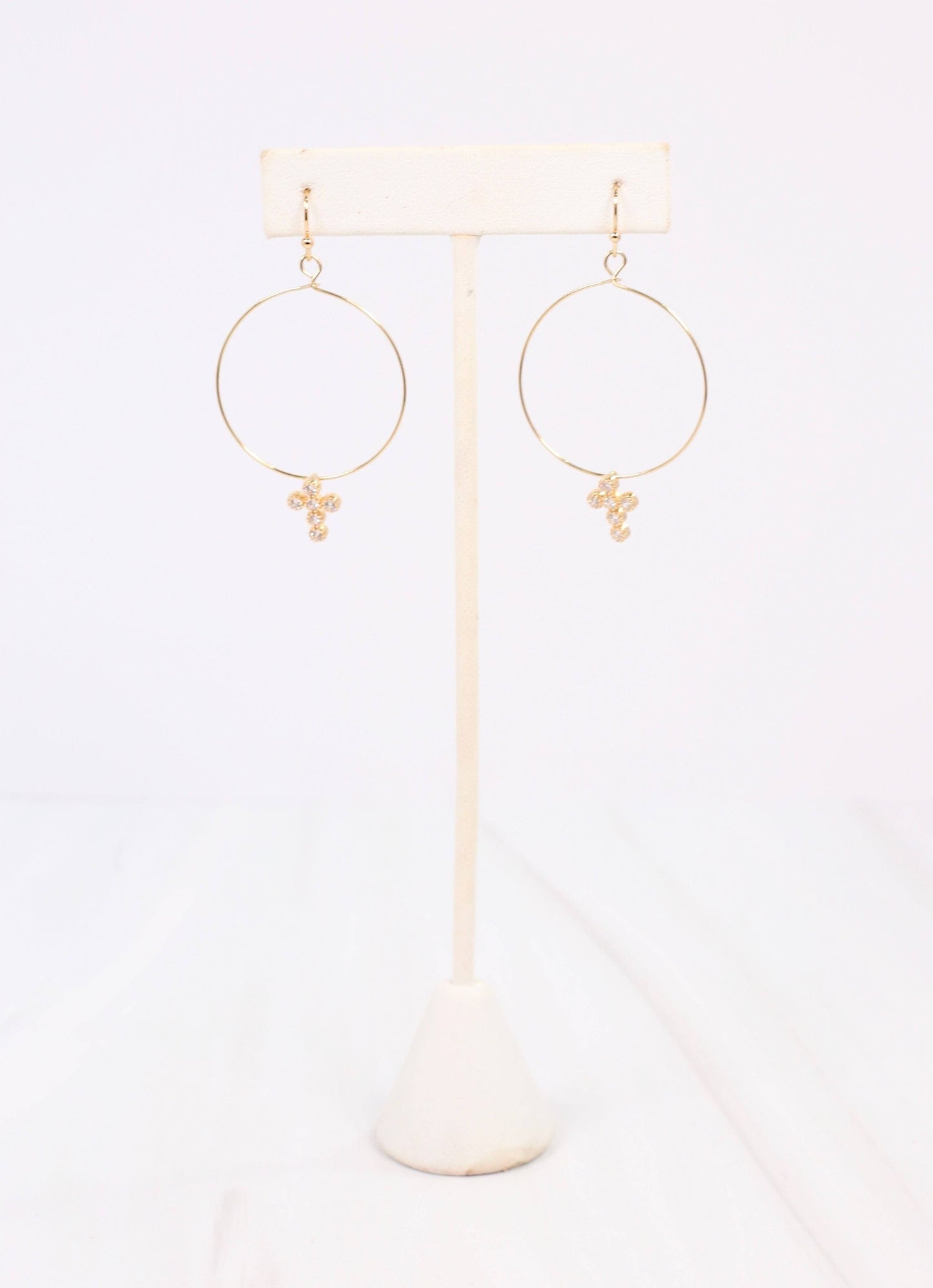 Cassidey CZ Cross Hoop Earrings