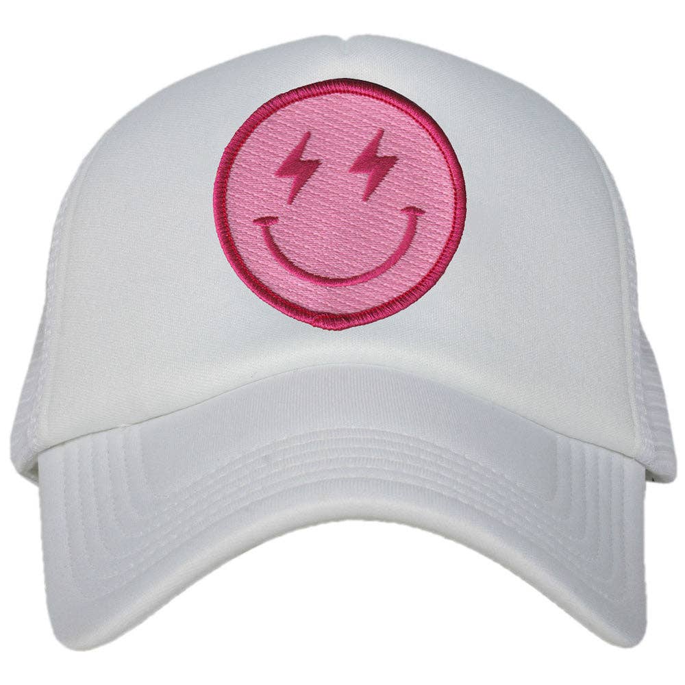 Hot Pink Lightning Happy Face Foam Trucker Hat